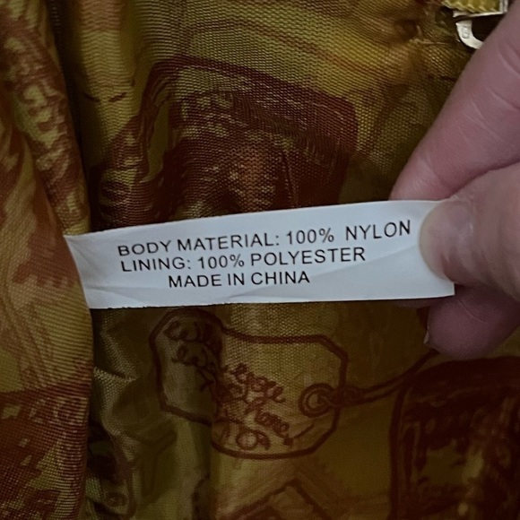 Samantha Brown Tote Purse Bag Black Nylon Travel Handbag Gold Fabric Interior - Picture 9 of 15